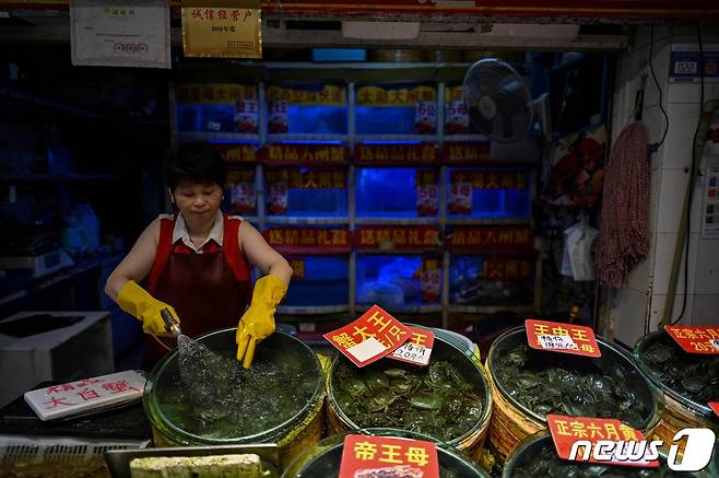 중국 상하이에 있는 한 수산물시장 © AFP=뉴스1