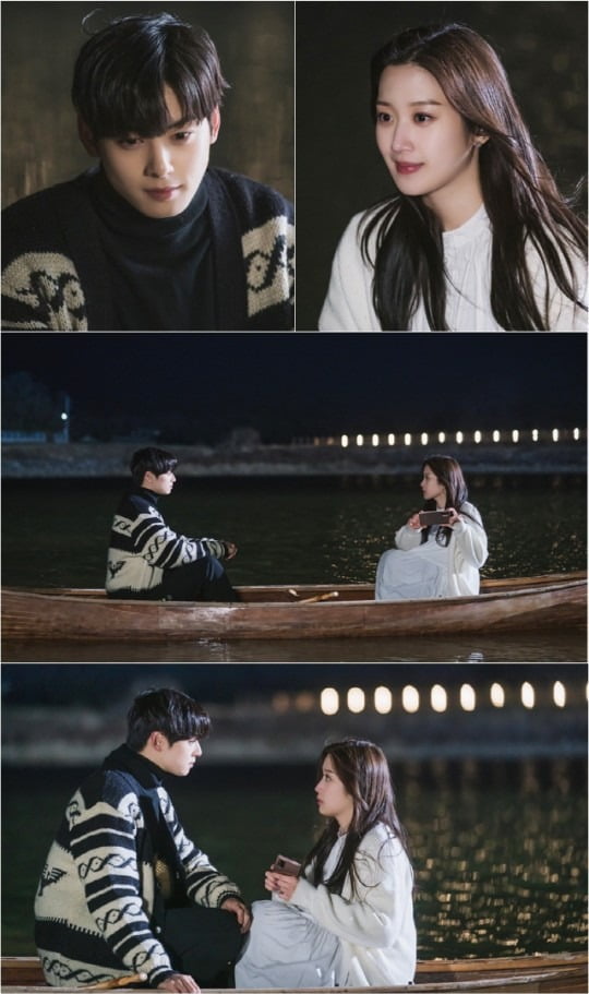 '여신강림' 차은우 문가영 나룻배 데이트 / 사진 = tvN 제공