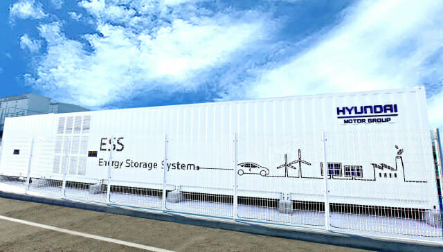 현대차 울산공장에 설치된 태양광 발전소와 연계한 2MWh급 전기차 배터리 재사용 에너지저장장치 모습 (사진=현대차그룹)