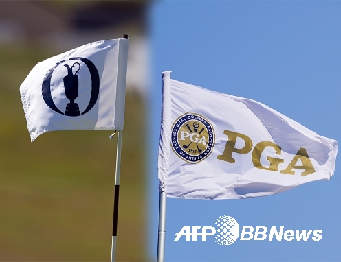 디오픈 챔피언십(브리티시오픈), PGA챔피언십 로고가 들어간 깃발. 사진제공=ⓒAFPBBNews = News1