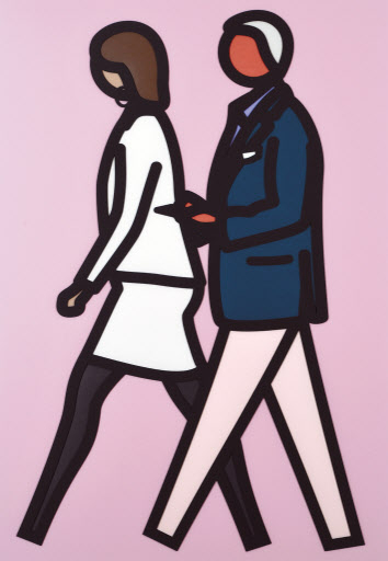 줄리언 오피, New York Couple 7., 111.8×78cm(44/55), 보드에 스크린프린트, 콜라주, 2019