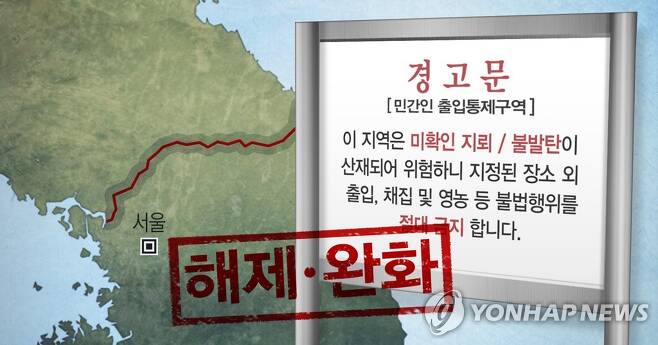 군사시설 보호구역 해제 · 완화 (PG) [권도윤 제작] 일러스트