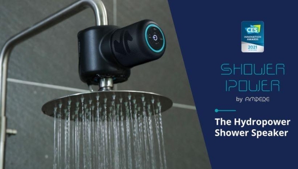 샤워기 수압으로 전력을 만들어 작동하는 블루투스 스피커 ‘샤워 스피커’ /CES 홈페이지 캡처
