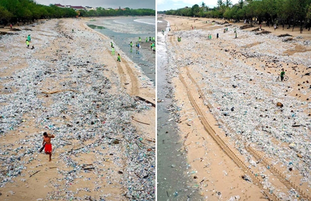 3일 현지 환경단체는 수거 작업 이후에도 폭우로 인한 쓰레기 유입이 계속되고 있다고 밝혔다. 이날 밤 폭우가 지나간 후 꾸따 해변은 다시 쓰레기장으로 변했다. [출처 서울신문]