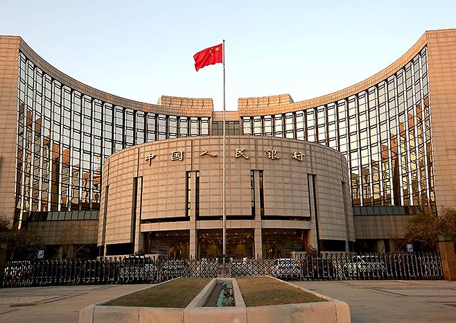 중국 베이징 인민은행 전경. 베이징=UPI연합뉴스