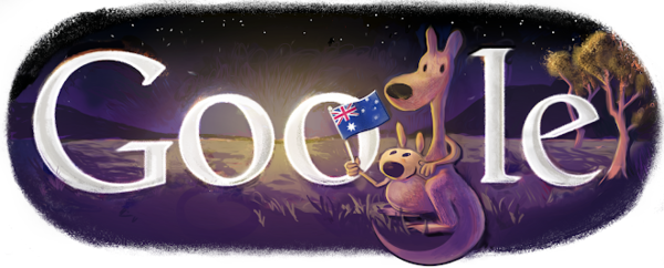 2013년도 호주의 날(1월 26일)을 맞아 구글이 제작한 시작화면 로고./구글 기념일 로고 자료실