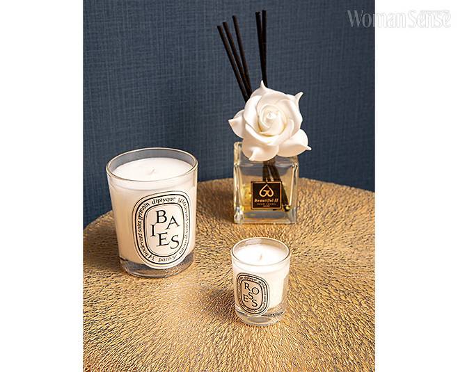 침실에 놓아둔 디퓨저와 캔들.