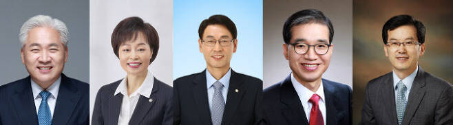 왼쪽부터 기호 순으로 이종린, 조현욱, 황용환, 이종엽, 박종흔 변호사.(사진=대한변호사협회 선거관리위원회)