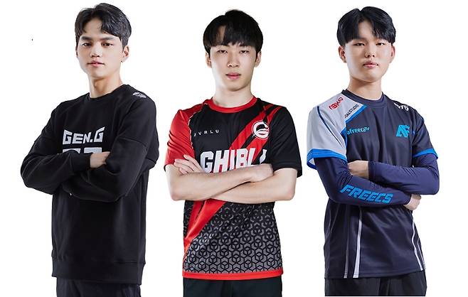 (왼쪽부터)젠지 '이노닉스' 나희주, 브이알루 기블리 '렌바' 서재영, 아프리카 프릭스 '이제이' 이정우(사진=펍지주식회사 제공).