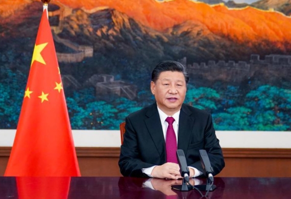 세계 주요국 정상들이 참석한 다보스 어젠다에서 화상 연설 중인 시진핑 중국 국가 주석. Global Times