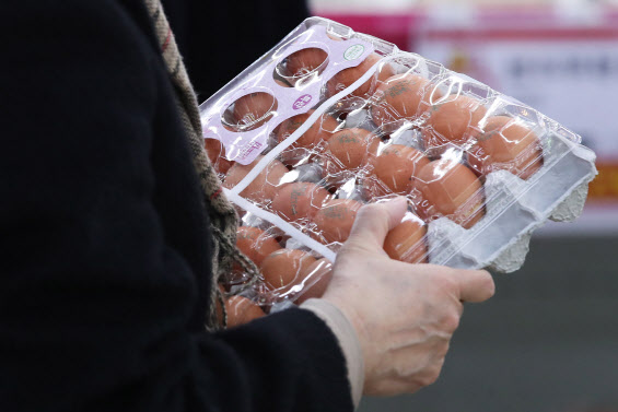 24일 서울의 한 마트에서 소비자가 달걀을 들고 있다.(사진=연합뉴스)