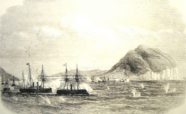 1869년 5월 치러진 하코다테 해전. 일본사 유일한 공화국인 에조공화국은 이 해전에서 패한 뒤 백기를 들었다. /위키피디아