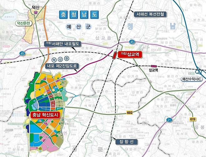 서해선 복선전철 삽교역 위치도. 예산군 제공