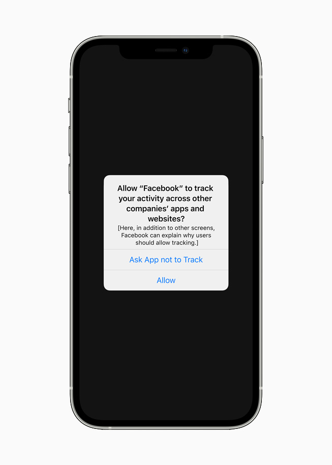 페이스북에 ‘앱 추적 금지 기능’이 적용됐을 때를 가정한 예시 화면애플 제공
