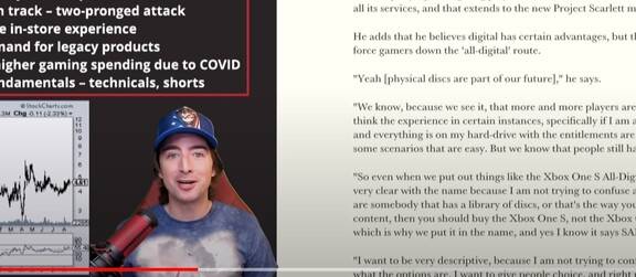 키스 길이 자신이 운영하는 유튜브 채널 ‘포효하는 키티’에서 게임스톱 주가 관련 방송을 하고 있는 모습. 유튜브 화면 갈무리