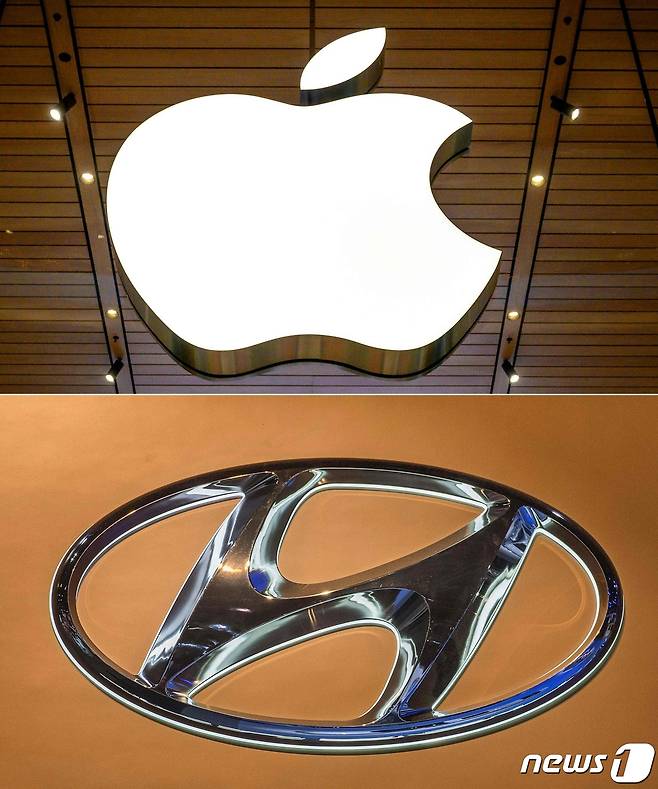 애플과 현대차의 로고 © AFP=뉴스1 © News1 박형기 기자