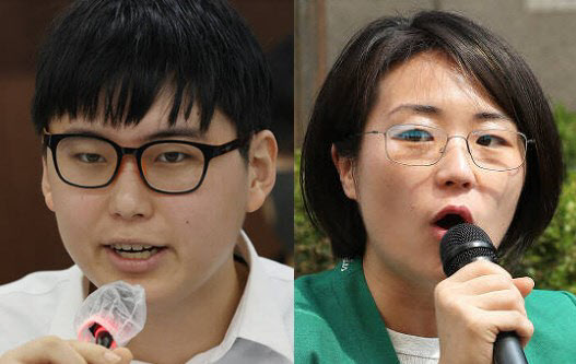 (왼쪽부터) 변희수 전 하사, 신지예 한국여성정치네트워크 대표 (사진=연합뉴스)