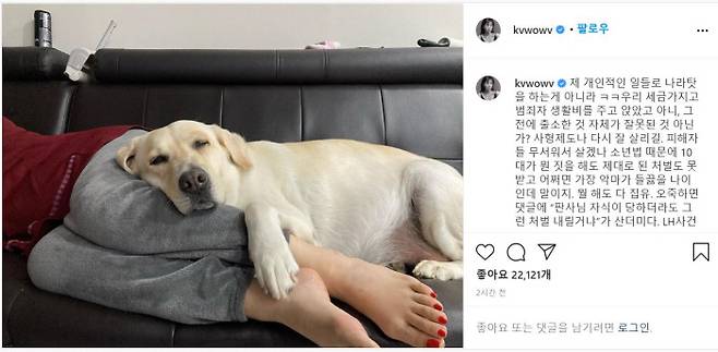 권민아가 28일 자신의 인스타그램에 정부를 비판하는 글을 또 올렸다.