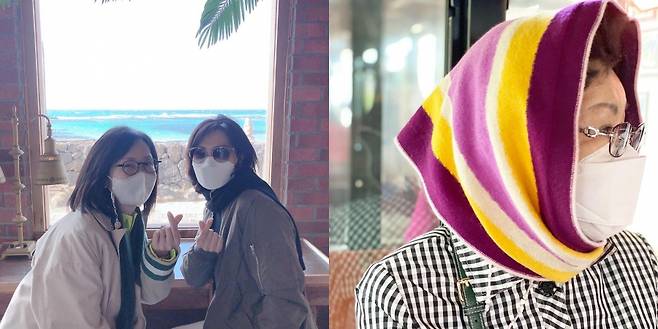 ▲ 전인화가 막냇동생, 어머니(왼쪽부터)와 찍은 사진을 공개했다. 출처ㅣ전인화