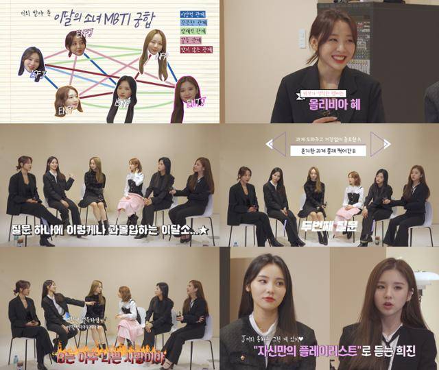 이달의 소녀는 1일 유튜브 '덕질하는 기자' 채널을 통해 공개된 영상 인터뷰 '우리 아이돌을 소개합니다'(이하 '우아소')에 출연해 자신들의 MBTI 유형을 공개하고 이에 대해 다양한 이야기를 나눴다. 유튜브 '덕질하는 기자' 영상 캡처