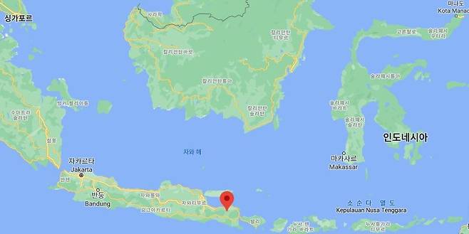 인도네시아 동부자바 본도워소군(빨간점) [구글맵]
