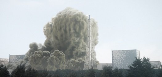 2011년 3월 12일 후쿠시마 재1원전 1호기에서 수소폭발이 일어나 흰 연기가 피어오르고 있다.