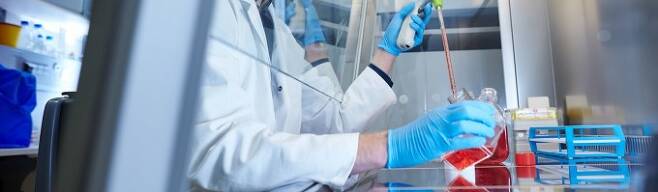 '유럽 코로나 액설러레이티드 R&D'에 참여하고 있는 독일 하노버대 연구자들이 바이러스 연구를 진행하고 있다. 독일 하노버대 제공.