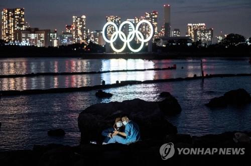 일본 도쿄 오다비아 해양공원에 있는 오륜기 조형물 [AFP=연합뉴스 자료사진]