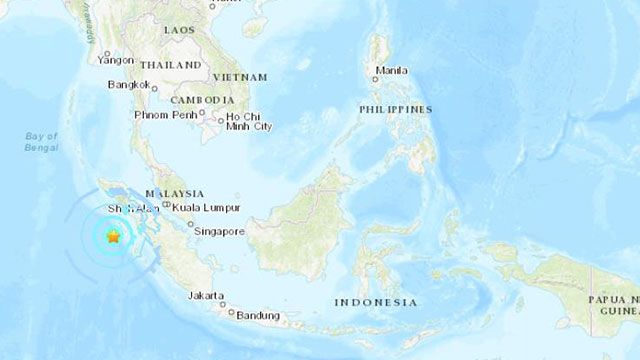 14일(현지시각) 인도네시아에서 발생한 지진 발생 위치. /미국지질조사국(USGS) 홈페이지 캡처
