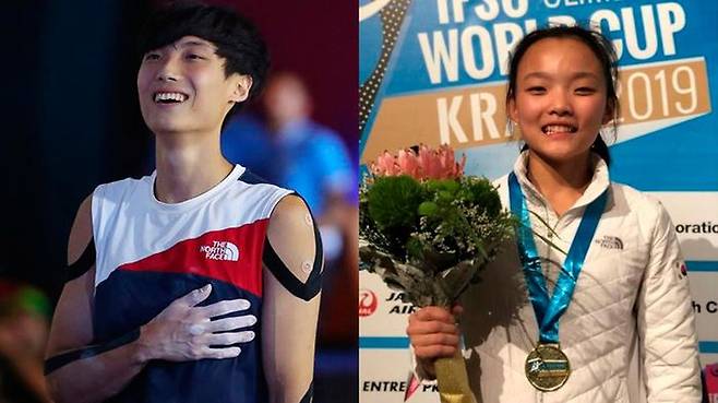 스포츠클라이밍 남자부 천종원 선수와 여자부 서채현 선수