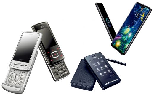 출처: (왼쪽부터)샤인폰, 초콜릿폰, 프라다폰, LG V50 ThinQ. /사진제공=LG전자