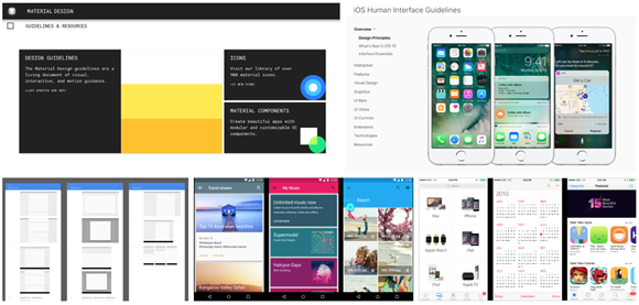 출처: Google Material Design, The Apple Human Interface Guidelines