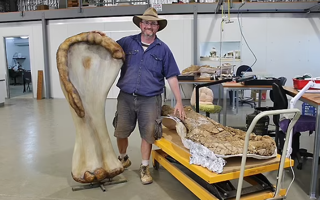 호주 퀸즐랜드 남서부지역에서 신종 공룡‘오스트랄로티탄 쿠페렌시스’(Australotitan cooperensis) 의 화석을 발굴한 고고학 연구진