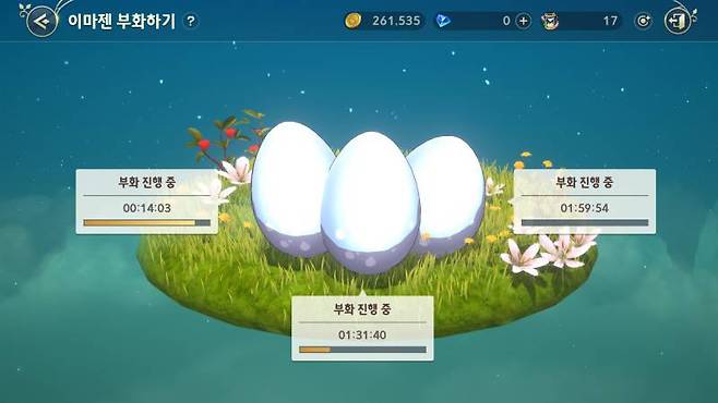 29레벨이 되면 동시에 3개까지 부화시킬 수 있다
