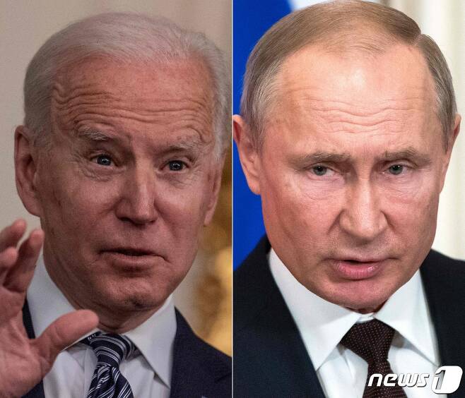 조 바이든(왼) 미국 대통령과 블라디미르 푸틴 러시아 대통령. © AFP=뉴스1 자료 사진