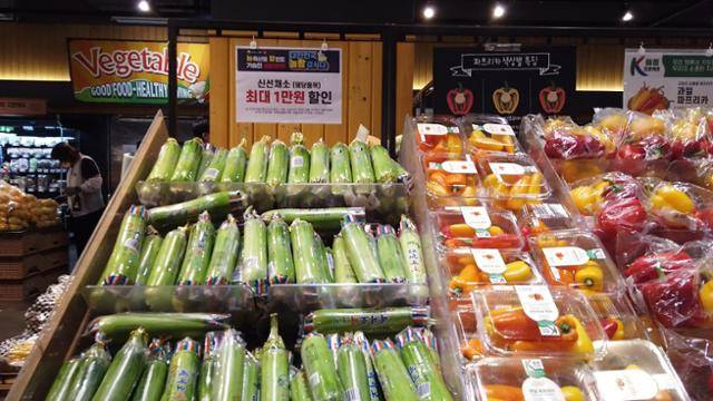 지난달 25일 찾은 서울 롯데마트 양평점에서는 비닐을 씌운 애호박만을 판매하고 있었다. 이날 인근의 이마트, 홈플러스도 방문했지만 마찬가지였다. 신혜정 기자