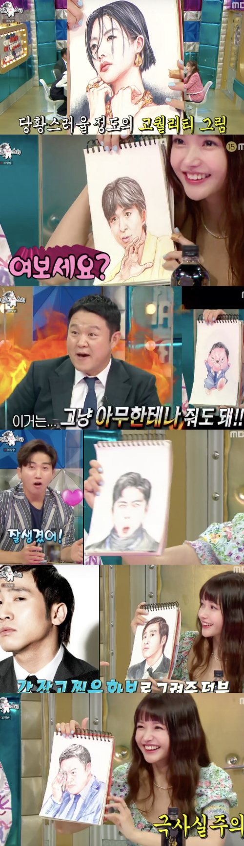 In Radio Star, Ha Yeon-soo unveiled his outstanding painting skills with Hakaso.Hong Yoon-hwa, Lee Eun-hyung, Ha Yeon-soo and Girl Chuuu of the Month appeared on MBC entertainment Radio Star on the 7th.On this day, the face of the cloth, Hong Yoon-hwa, said that he resembled Ko Chang-seok as a doppelganger.Lee Eun-hyung also parodied Song Ji-hyo, Yang Chi-seung and Han Ji-hyun Actor, who plays Joo Seok-kyung, who appears in Pent House, saying, I commented that it is too much.Lee Eun-hyung, who mentioned the couples gag to Hong Yoon-hwa and Lee Eun-hyung, said that he was on stage when he fought the couple, and asked about Kwon Tae-gi.When asked about the surprise question, Lee said, I am trying not to meet each other at home, and all said, I do not think it is Kwon Tae. Kim Gu said, It can be Kwon Tae. In the end, Lee Eun-hyung replied, It is your boredom.Kim Gu said, I know why Husband fought, Jae Jun, you will be hard.He then introduced Girl Chuuu as the hottest entertainment stone of the month.Chuuuu, who recently shot an advertisement for ionic beverages, laughed, saying, I was burdened because I was alone, I wanted to do it because it was an advertisement taken by Son Ye-jin and Han Ji-min. Kim Gu said, I am tired personally because I have been watching for a long time.Chuuuu explained his real name as Jiu, and Chuuuu was the name given by the company.As for the reason for many hand movements to the emerging man, Chuuuu, he said, My mother is a vocalist, my father is just happy, and he has a lot of charm.Hong Yoon-hwa said, I was surprised to meet Cheu for the first time at entertainment, this Friend is equipped with full option of liquid bridge, even without camera.Ha Yeon-soo starred.When everyone welcomed Kim Gu, saying, It is hard to see in entertainment, Ha Yeon-soo was pleased to see Kim Gu and said, I came to My Real Television (Maritel) and said, I got the word honey no jam at the time, and I am the founder of the word.Kim Gu said, I am like Mr. Yeon-soo, I am a while. Ha Yeon-soo said, I am 32 years old because I am 90 years old. Kim Gu said, I am 85 years old, I am sorry, I am longer.Ive been stuck in a tarot card store these days and Ive seen Tarot because there was a spiritual spirit around him before he appeared in Radio Star, Ha Yeon-soo said. Im surprised to hear the prediction that three women are going to see it, and that things will come in.In addition, Ha Yeon-soo laughed at the nickname among the friends, saying, The 5th Takurang 10th line, the word choice is strange.It is actually like a sunbee.Ha Yeon-soo said, I like to avoid the new word as much as possible, I like the call. I use the right words as much as possible when I talk to friends. Kim Gu said, I am so awe, I seem to have met a true friend.Ha Yeon-soo also said that taking pictures was a hobby, even buying films from the Soviet era.Ha Yeon-soo, who also had a talent for painting, said, I have drawn it since I was an elementary school student. He made a picture of MCs himself and admired high quality paintings.Everyone says, This should be pocket money.Even Yoo Se-yoons baboon paintings said, I look good, even Eric feels good.Kim Gu, a Pokémon blue character transformed, was disappointed that Kim Gu said, You can give this to anyone. Then he laughed again at the authentic version of the extreme realism.Capture the Radio Star screen