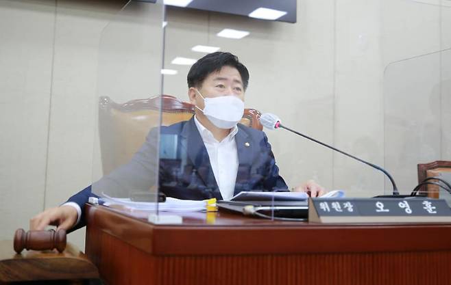 오영훈 의원이 국회 행정안전위원회 예걸소위원장으로 활동하는 모습. 오영훈 의원 SNS 캡처