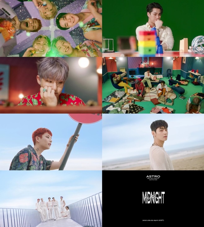 Group Astro (ASTRO) has announced the birth of a new Summer Song.Fantasy O Music, a subsidiary company, released a Music Video Teaser video of the title song After Midnight of the mini-8th album Switch On (SWITCH ON) through the official SNS channel of Astro (MJ, Jinjin, Cha Eun-woo, Moon Bin, Rocky, and Yoon San-ha) at 0:00 on the 26th.The public image started with Astro preparing for the trip with a cheerful beat and a thrilling look, and ended with members smiling at the camera in the background of the sea, raising expectations for the new song with deep lull.Astro showed off his innocent visuals with a more relaxed expression, and boasted a warm chemistry that caused a smile just by looking at the scene of playing with each other and taking a suitcase.In particular, along with the sweet voice of member Cha Eun-woo, some lyrics of After Midnight are released, Fly High as a white cloud bed, which not only focuses global fans attention, but also stimulates curiosity about euphemism.In addition, the appearance of Astro, which is perfect from colorful colors and colorful styling to all white costumes in the video, captivated the eyes of the viewers by giving the extreme coolness to blow away the heat.The new album will be released at 6 pm on August 2.