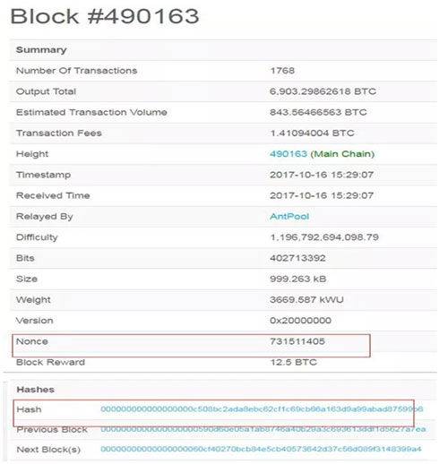비트코인 블록의 내용