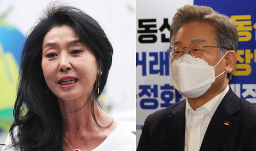 배우 김부선(왼쪽)과 이재명 경기도지사. 연합뉴스