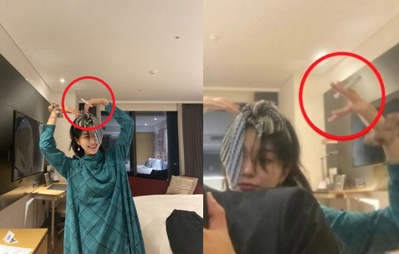 지난 7일 권민아는 한 호텔 객실 내부에서 담배를 들고 있는 사진을 올렸다 실내 흡연 논란에 휩싸였다. [권민아 인스타그램]