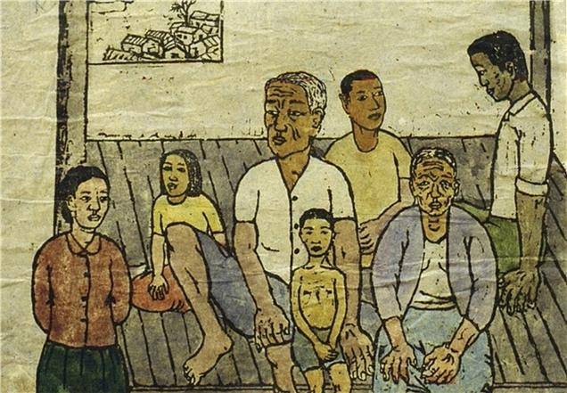 ▲<기억의 가족> 나의 첫 목판화, 1979년 대학 4학년 시절 판화 과목 시간에 나온 판화, 김봉준 작 ⓒ김봉준