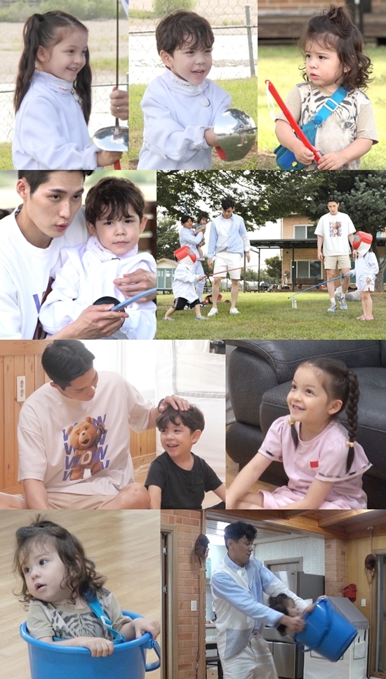 KBS 2TV The Return of Superman (hereinafter referred to as The Return of Superman), which will be broadcast on the 12th, will visit viewers with the subtitle 365-day Parenting Olympics.Among them, Joo Ho Father and Chin Gunnabli meet the gold medalists Gu Bon-gil and Kim Jun-ho in the mens saber team fencing at the 2020 Tokyo Olympics.The performance of those called Appenzies is expected to be full of broadcasting with the entertainment sense that is as good as fencing ability.The photo shows Chin Gun Nably, who turned into a sezel-eared swordsman.The cuteness of the children is aiming at the heart of the uncles, including the fencing suit, the knife, the force like a player, and the navli and the Jinwoo holding the flychae like a knife.On the day, Gu Bon-gil and Kim Jun-ho took over as fencing teachers at Chingunnabli; first they certified their golden fencing skills with a pilot of poking in aerial fruit.However, Joo Ho Father stimulates curiosity by saying that he was humiliated, not humiliated, by his ability to fencing the reversal.Gu Bon-gil and Kim Jun-ho then learned the basics, and Nabley played a fencing match.Na-eun, who has already learned fencing in kindergarten, was surprised by both players.In addition, he said that he stepped on the step with a natural rhythm and hit a knife with Na-eun. I wonder who is the child who smiled at victory in the fierce brother-in-law confrontation.The two players also challenged the jingannablis parenting.The preliminary father Kim Jun-ho, who is about to give birth in November, and Gu Bon-gil, who dreams that Na-eun has the same daughter, have practiced Miri Parenting. Those who have even signed a verbal contract to appear in Miri The Return of Superman are the back door of the first experience of exhaustion.What was the Parenting scene of the preliminary Father Kim Jun-ho, Gu Bon-gil? Can they get a Parenting gold medal from Chin Gunnabli?KBS 2TV The Return of Superman 398 times will be broadcast at 9:15 pm on Sunday, 12th.Photo = KBS 2TV