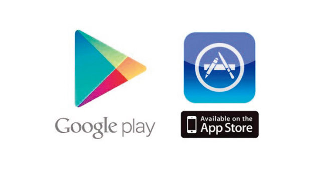구글과 애플의 애플리케이션 플랫폼 ‘구글 플레이’(왼쪽)와 ‘앱스토어’ 로고. [사진 제공 · 구글, 애플]