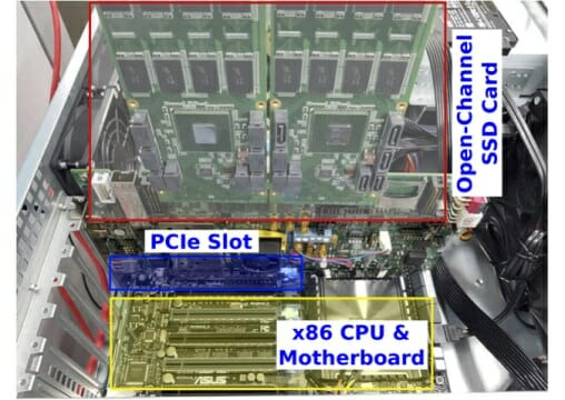 연구진이 SSD 인사이더++ 검증에 활용한 오픈채널 SSD 구성도. (사진=이성진 교수 제공)