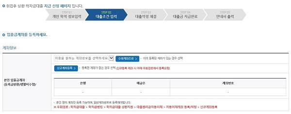 실제 학자금 대출을 신청하는 과정이다.