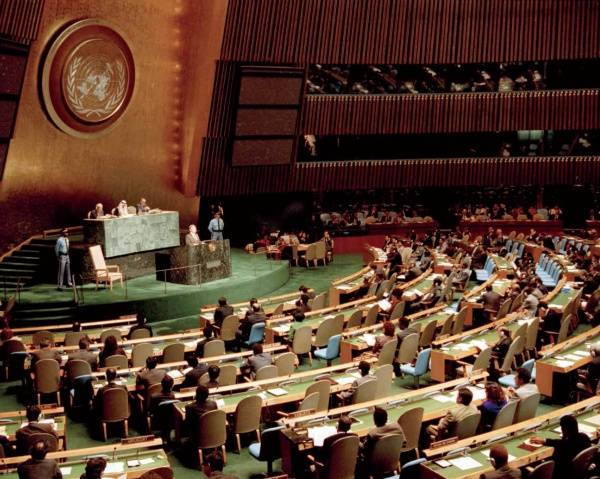 행정안전부 국가기록원은 1991년 남북 유엔 동시가입 30주년을 기념해 사진집과 문서기록집을 발간한다고 밝혔다. 사진은 1991년 유엔총회서 기조연설 하는 노태우 전 대통령 모습.(행정안전부 제공) (사진=저작권자(c) 뉴스1, 무단 전재-재배포 금지)