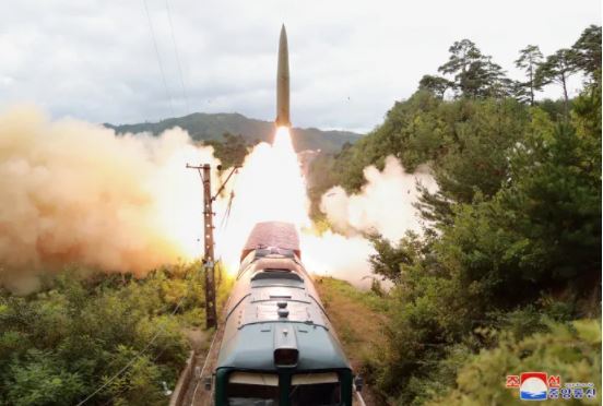 On September 16, the Korean Central News Agency reported that on September 15, North Korea conducted a censored target practice by the Railway-borne Missile Regiment. A ballistic missile believed to be a modification of the North Korean model of the Iskander releases flames after being launched from a train. North Korea announced that the missile accurately struck a target set 800 km away in the East Sea. Yonhap News