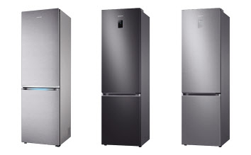 삼성전자 냉장고가 독일 최대 소비자 매체 ‘스티바’의 냉장고 제품 평가에서 상냉방·하냉동(BMF) 부문 최고 평가를 석권했다. 왼쪽부터 각각 1, 2, 3위를 차지한 모델.[삼성전자 제공]